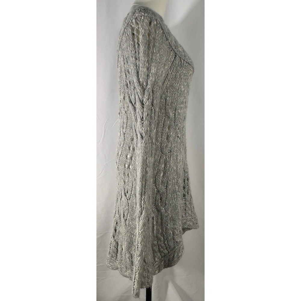 Free People Open Knit Chunky Cable Sweater Tunic Grunge Distressed Sz L/G - Picture 10 of 10